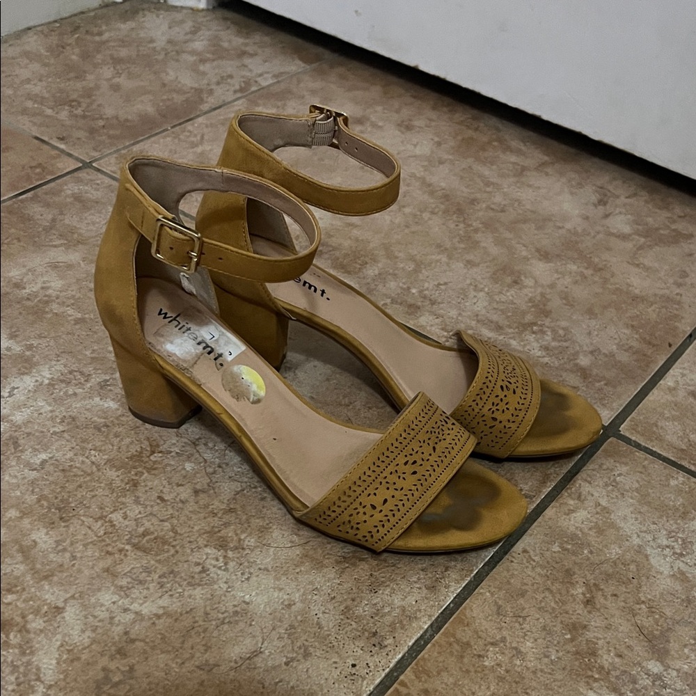 Mustard Ankle Strap Heels